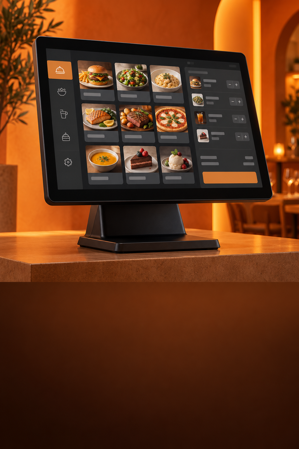 Illustrative restaurant point-of-sale terminal